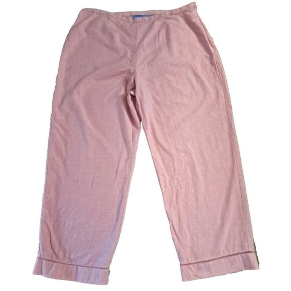 Evan Picone Pants - Womens Evan Piccone Pants Linen Rayon Pink Ankle Lightweight Cool Beach Cozy 2X